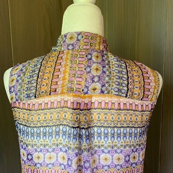 Liz CLAIBORNE Sheer MultiColor Blouse S - Picture 6 of 7